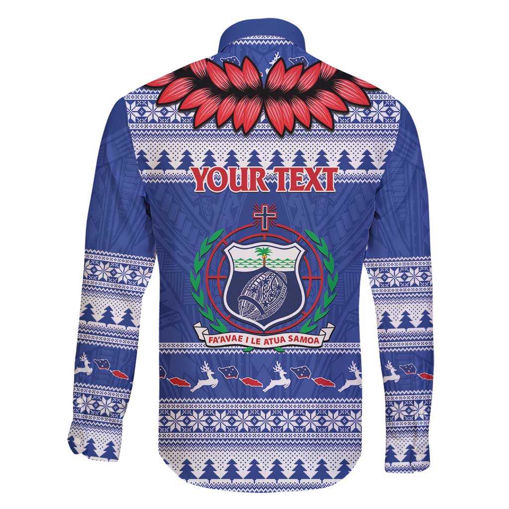 Personalised Toa Samoa Rugby Christmas Family Matching Puletasi and Hawaiian Shirt Ula Fala Samoan Pattern Blue - Polynesian Pride