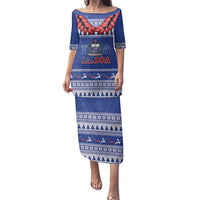 Personalised Toa Samoa Rugby Christmas Family Matching Puletasi and Hawaiian Shirt Ula Fala Samoan Pattern Blue - Polynesian Pride