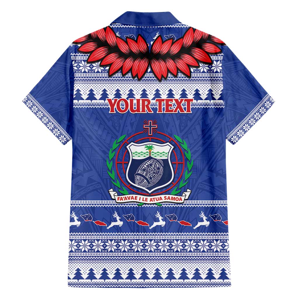 Personalised Toa Samoa Rugby Christmas Hawaiian Shirt Ula Fala Samoan Pattern Blue - Polynesian Pride