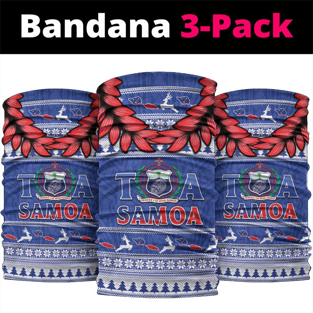 Toa Samoa Rugby Christmas Neck Gaiter Ula Fala Samoan Pattern Blue - Polynesian Pride