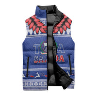 Personalised Toa Samoa Rugby Christmas Sleeveless Puffer Jacket Ula Fala Samoan Pattern Blue - Polynesian Pride