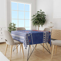 Toa Samoa Rugby Christmas Tablecloth Ula Fala Samoan Pattern Blue - Polynesian Pride