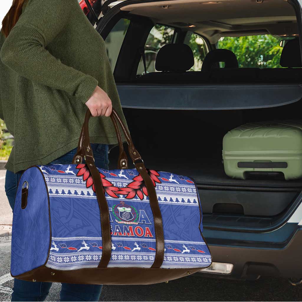 Toa Samoa Rugby Christmas Travel Bag Ula Fala Samoan Pattern Blue - Polynesian Pride