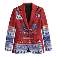 Personalised Toa Samoa Rugby Christmas Blazer Ula Fala Samoan Pattern Red - Polynesian Pride