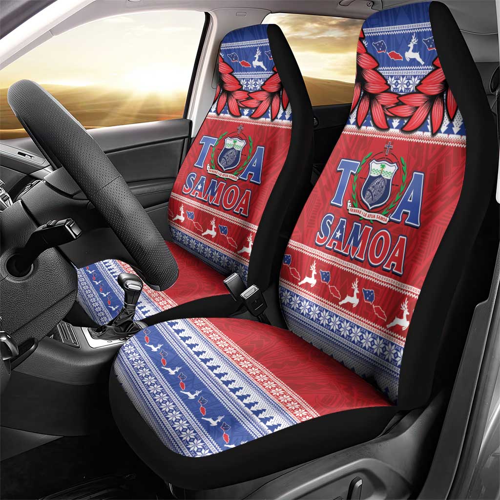 Toa Samoa Rugby Christmas Car Seat Cover Ula Fala Samoan Pattern Red - Polynesian Pride