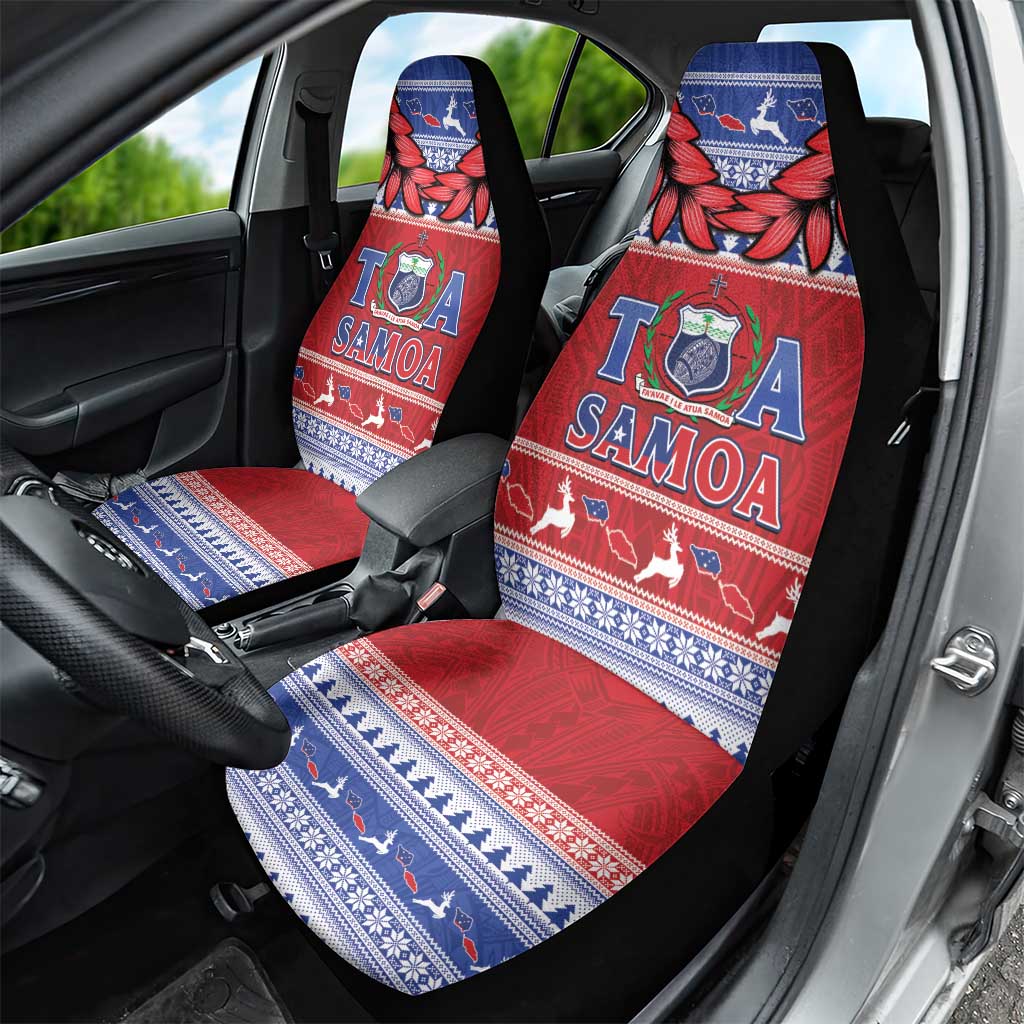 Toa Samoa Rugby Christmas Car Seat Cover Ula Fala Samoan Pattern Red - Polynesian Pride