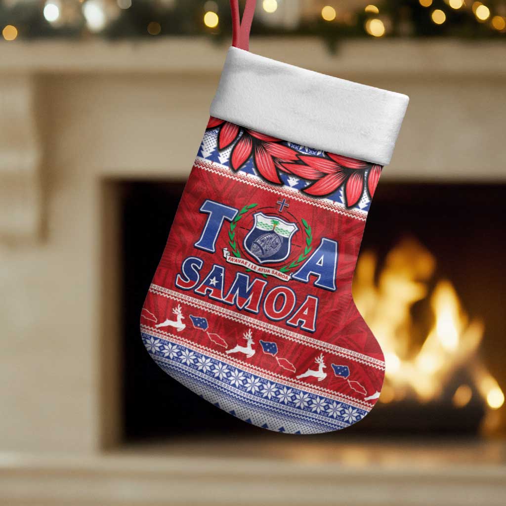 Toa Samoa Rugby Christmas Stocking Ula Fala Samoan Pattern Red - Polynesian Pride