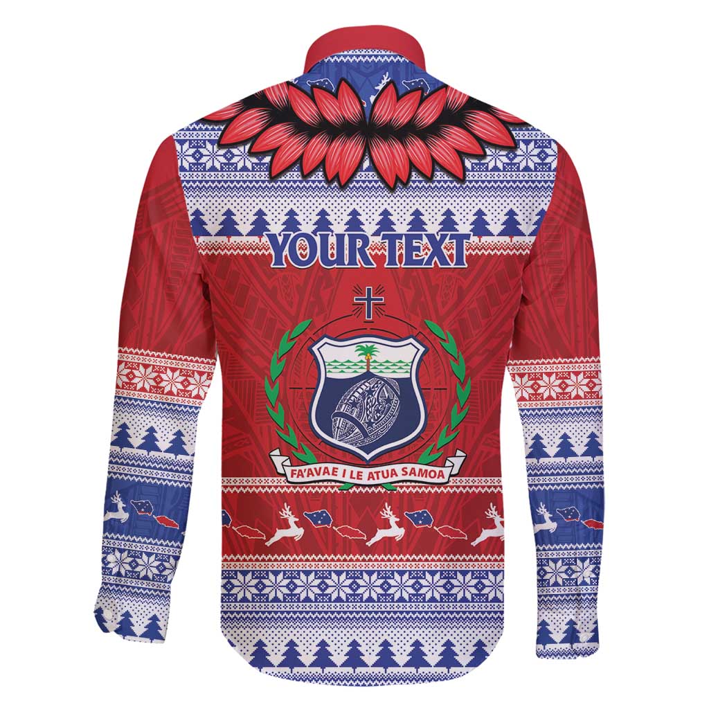 Personalised Toa Samoa Rugby Christmas Family Matching Long Sleeve Bodycon Dress and Hawaiian Shirt Ula Fala Samoan Pattern Red - Polynesian Pride