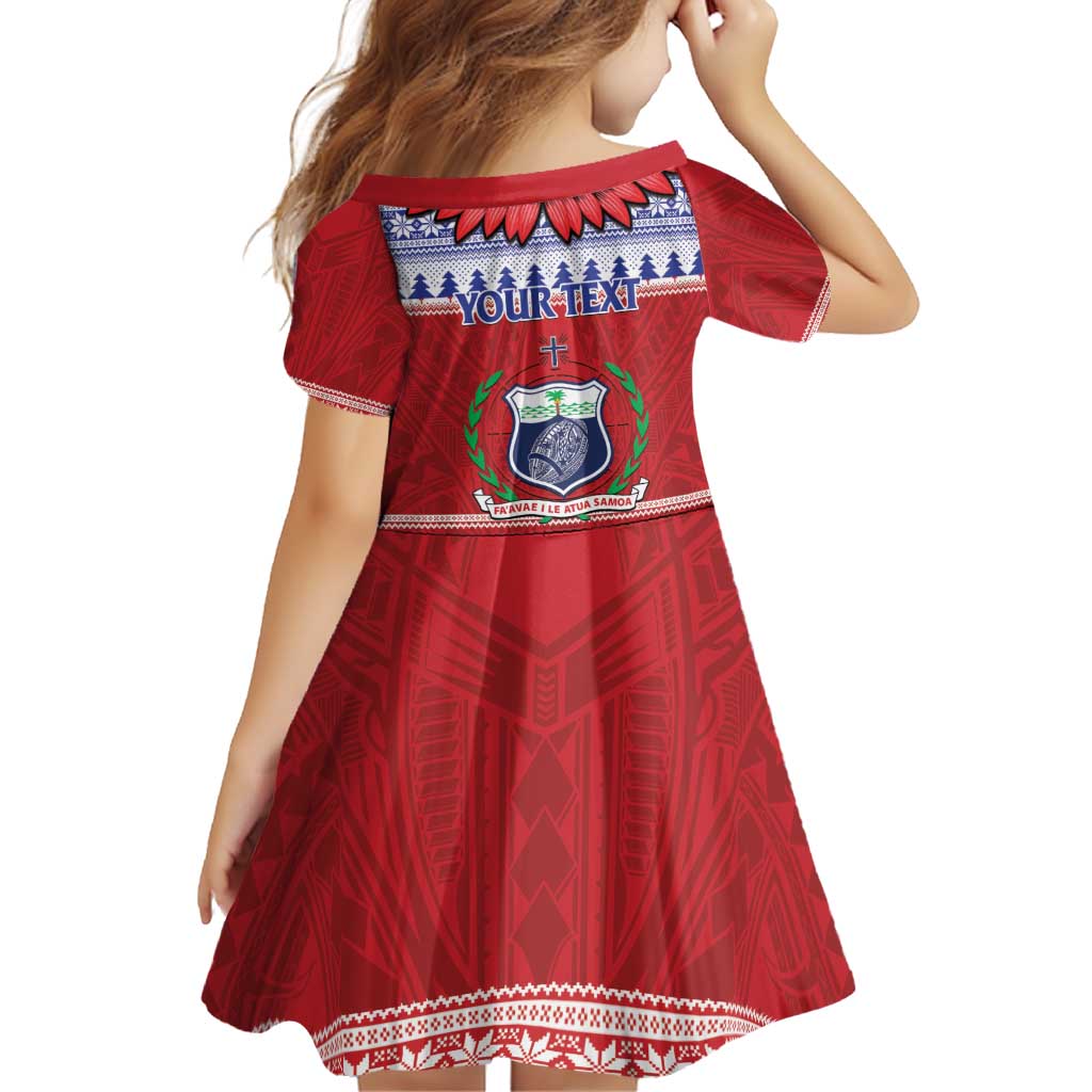 Personalised Toa Samoa Rugby Christmas Family Matching Off Shoulder Short Dress and Hawaiian Shirt Ula Fala Samoan Pattern Red - Polynesian Pride