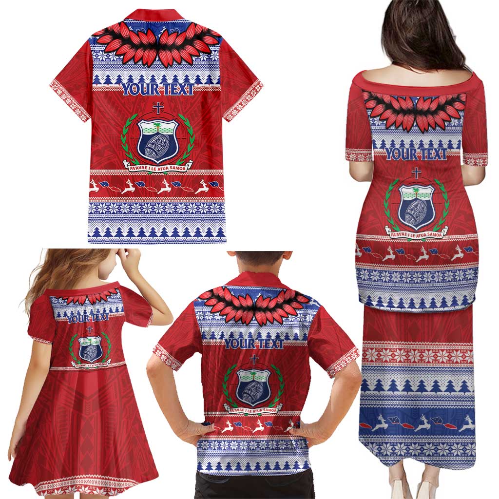Personalised Toa Samoa Rugby Christmas Family Matching Puletasi and Hawaiian Shirt Ula Fala Samoan Pattern Red - Polynesian Pride