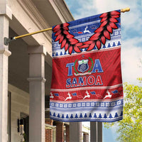 Toa Samoa Rugby Christmas Garden Flag Ula Fala Samoan Pattern Red - Polynesian Pride