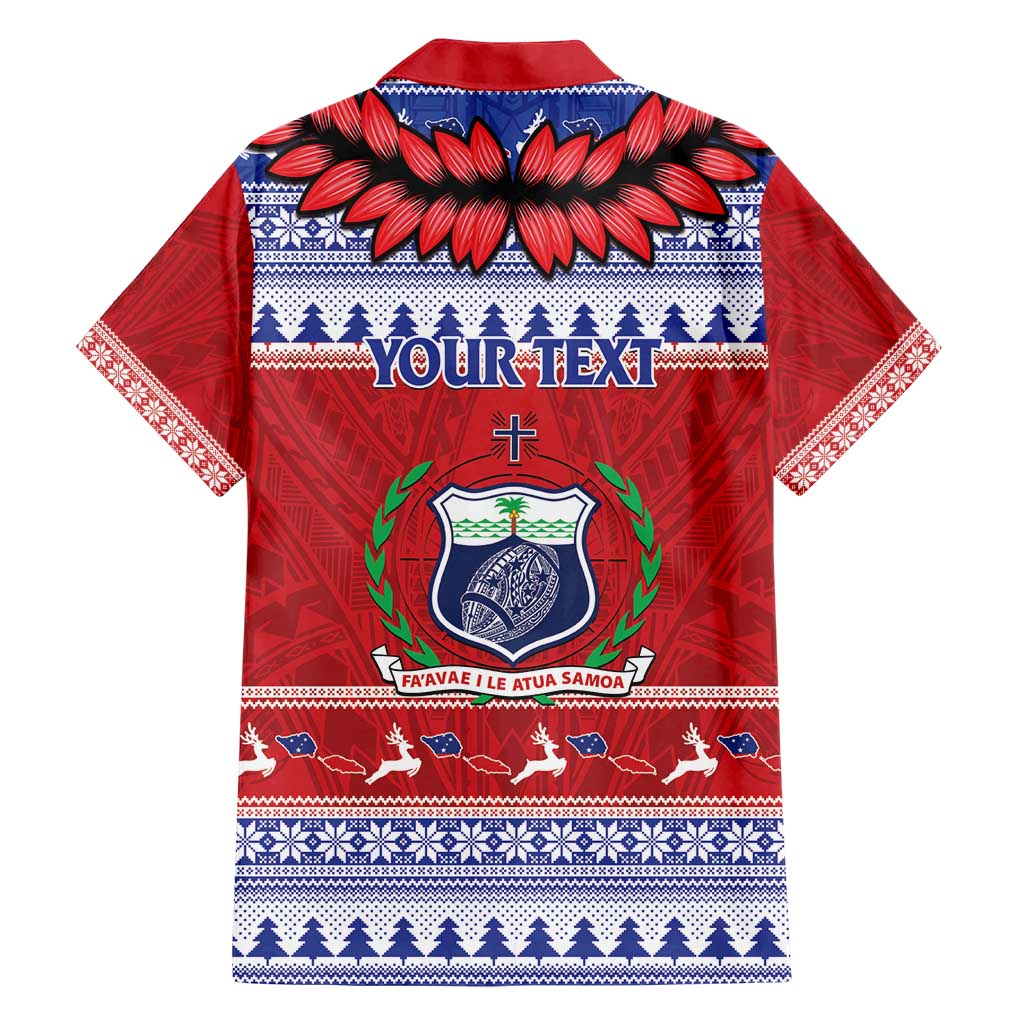 Personalised Toa Samoa Rugby Christmas Hawaiian Shirt Ula Fala Samoan Pattern Red - Polynesian Pride