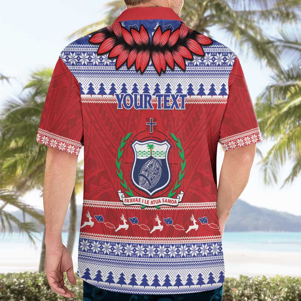 Personalised Toa Samoa Rugby Christmas Hawaiian Shirt Ula Fala Samoan Pattern Red - Polynesian Pride