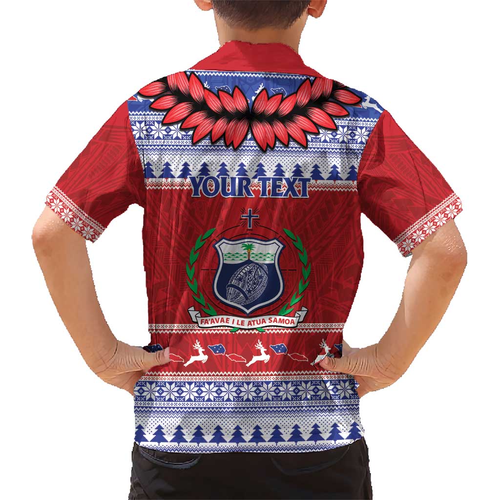Personalised Toa Samoa Rugby Christmas Hawaiian Shirt Ula Fala Samoan Pattern Red - Polynesian Pride