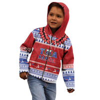 Personalised Toa Samoa Rugby Christmas Kid Hoodie Ula Fala Samoan Pattern Red - Polynesian Pride