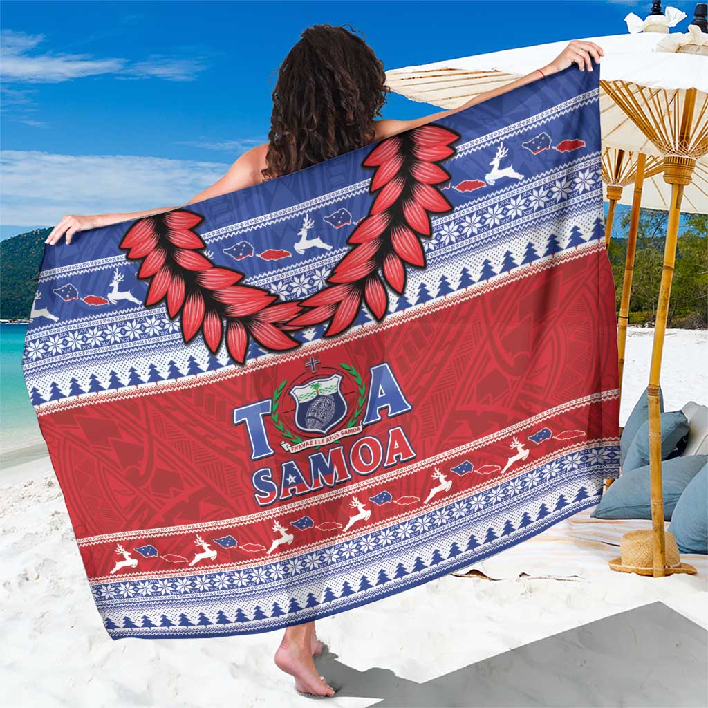 Toa Samoa Rugby Christmas Sarong Ula Fala Samoan Pattern Red - Polynesian Pride