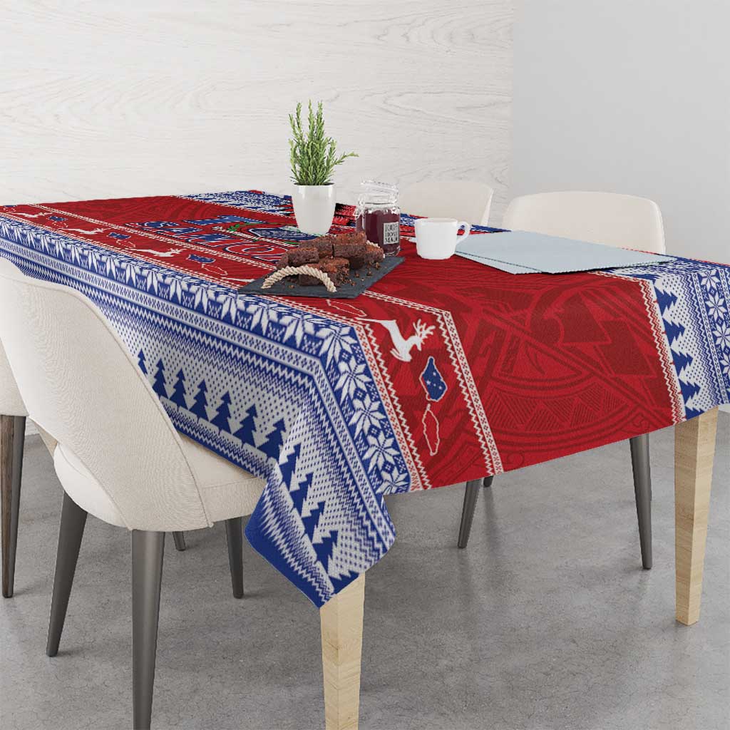 Toa Samoa Rugby Christmas Tablecloth Ula Fala Samoan Pattern Red - Polynesian Pride