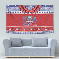 Toa Samoa Rugby Christmas Tapestry Ula Fala Samoan Pattern Red - Polynesian Pride