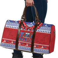 Toa Samoa Rugby Christmas Travel Bag Ula Fala Samoan Pattern Red - Polynesian Pride