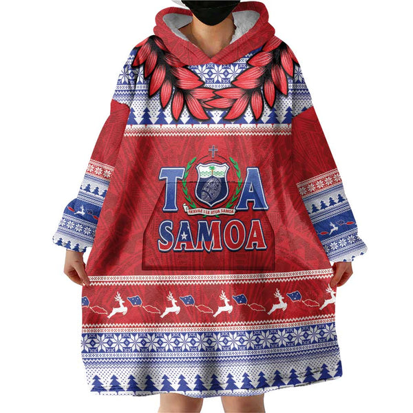 Personalised Toa Samoa Rugby Christmas Wearable Blanket Hoodie Ula Fala ...