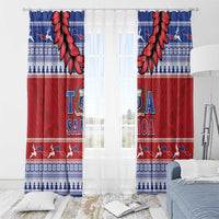 Toa Samoa Rugby Christmas Window Curtain Ula Fala Samoan Pattern Red - Polynesian Pride