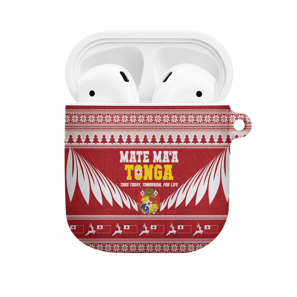 Tonga Rugby Christmas AirPods Case Mate Maa Tonga Ngatu Pattern - Polynesian Pride