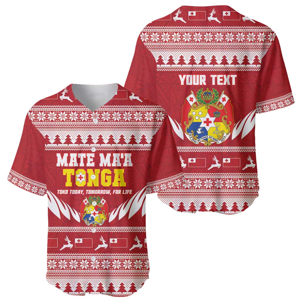 Personalised Tonga Rugby Christmas Baseball Jersey Mate Maa Tonga Ngatu Pattern - Polynesian Pride