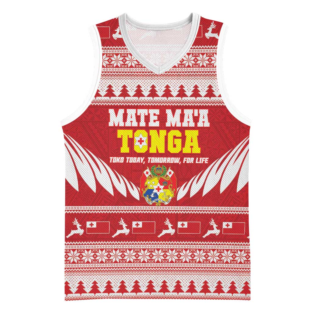 Personalised Tonga Rugby Christmas Basketball Jersey Mate Maa Tonga Ngatu Pattern - Polynesian Pride