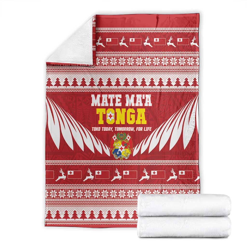 Tonga Rugby Christmas Blanket Mate Maa Tonga Ngatu Pattern - Polynesian Pride