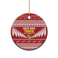 Tonga Rugby Christmas Ceramic Ornament Mate Maa Tonga Ngatu Pattern - Polynesian Pride
