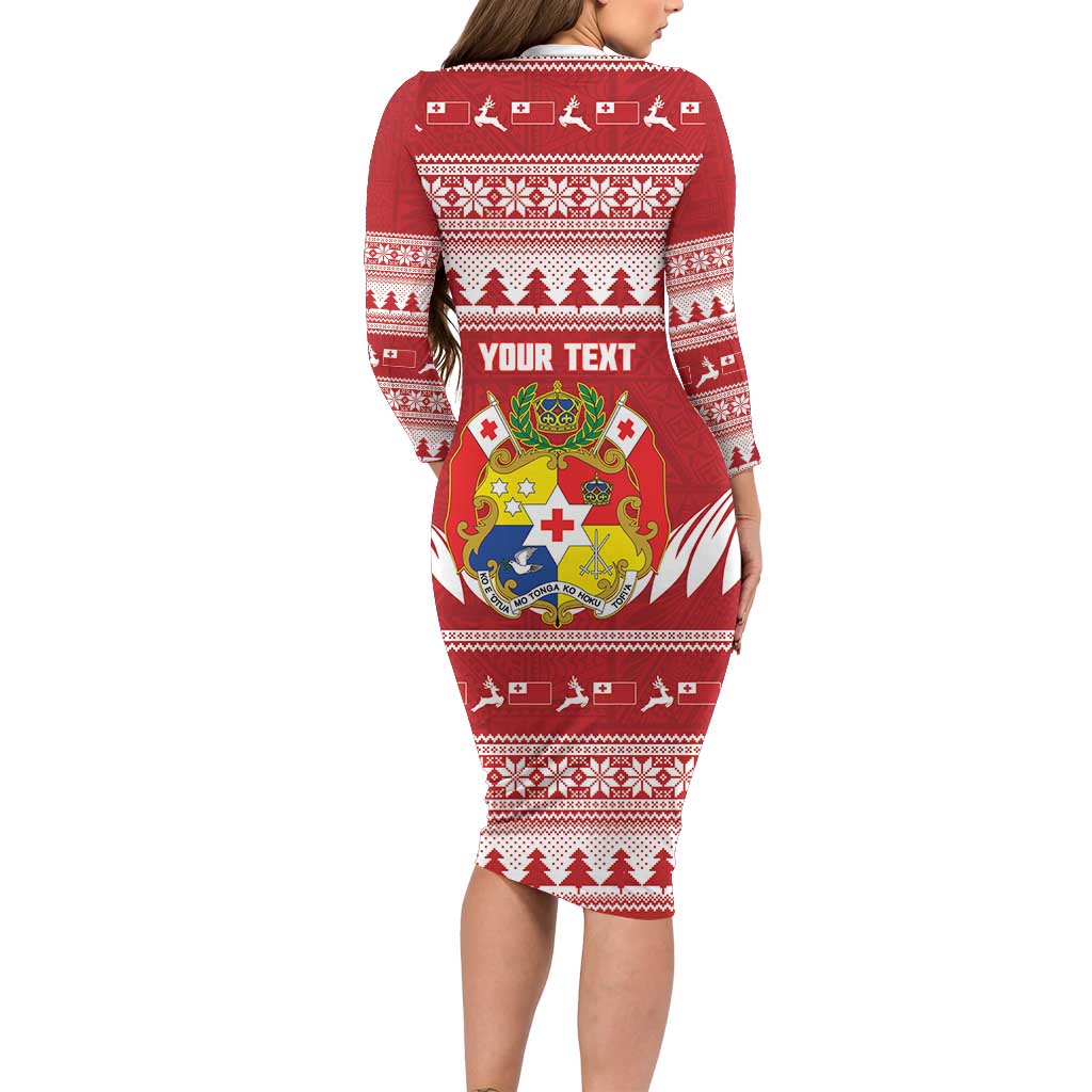 Personalised Tonga Rugby Christmas Family Matching Long Sleeve Bodycon Dress and Hawaiian Shirt Mate Maa Tonga Ngatu Pattern - Polynesian Pride