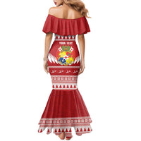 Personalised Tonga Rugby Christmas Family Matching Mermaid Dress and Hawaiian Shirt Mate Maa Tonga Ngatu Pattern - Polynesian Pride