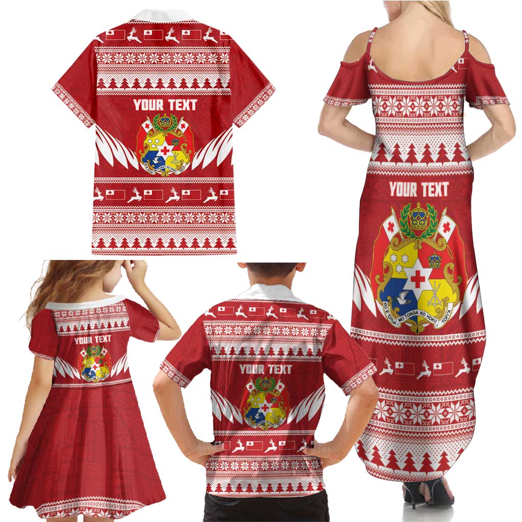 Personalised Tonga Rugby Christmas Family Matching Summer Maxi Dress and Hawaiian Shirt Mate Maa Tonga Ngatu Pattern - Polynesian Pride
