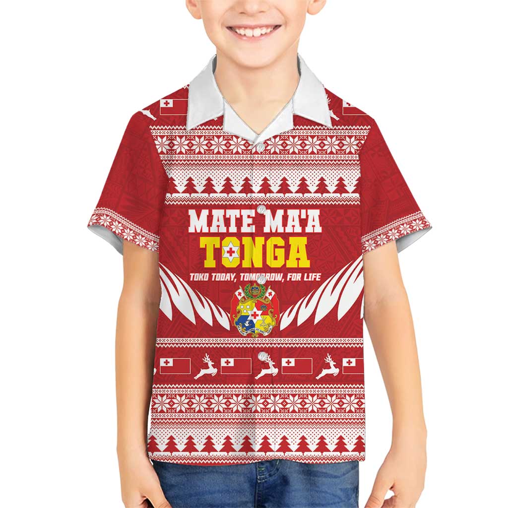 Personalised Tonga Rugby Christmas Family Matching Summer Maxi Dress and Hawaiian Shirt Mate Maa Tonga Ngatu Pattern - Polynesian Pride