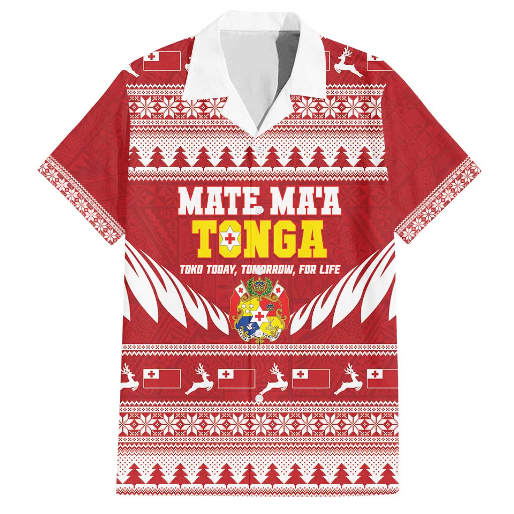 Personalised Tonga Rugby Christmas Family Matching Tank Maxi Dress and Hawaiian Shirt Mate Maa Tonga Ngatu Pattern - Polynesian Pride