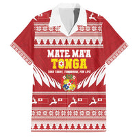 Personalised Tonga Rugby Christmas Hawaiian Shirt Mate Maa Tonga Ngatu Pattern - Polynesian Pride