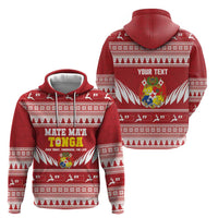 Personalised Tonga Rugby Christmas Hoodie Mate Maa Tonga Ngatu Pattern - Polynesian Pride