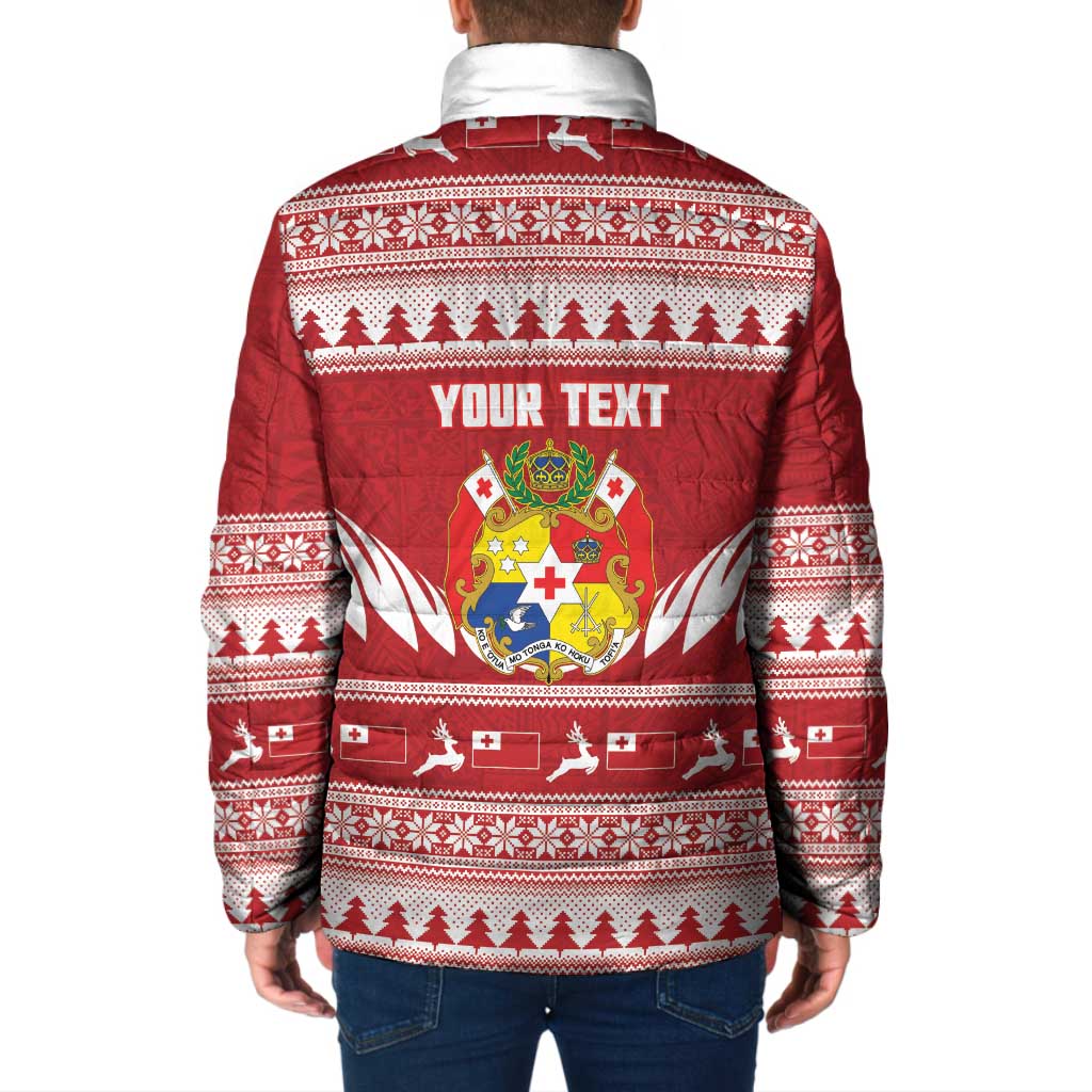 Personalised Tonga Rugby Christmas Padded Jacket Mate Maa Tonga Ngatu Pattern - Polynesian Pride