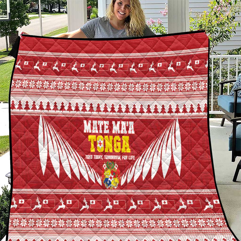 Tonga Rugby Christmas Quilt Mate Maa Tonga Ngatu Pattern - Polynesian Pride