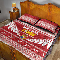 Tonga Rugby Christmas Quilt Bed Set Mate Maa Tonga Ngatu Pattern - Polynesian Pride