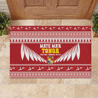 Tonga Rugby Christmas Rubber Doormat Mate Maa Tonga Ngatu Pattern - Polynesian Pride