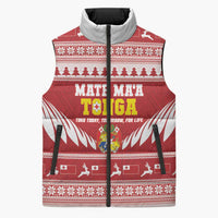 Personalised Tonga Rugby Christmas Sleeveless Puffer Jacket Mate Maa Tonga Ngatu Pattern - Polynesian Pride