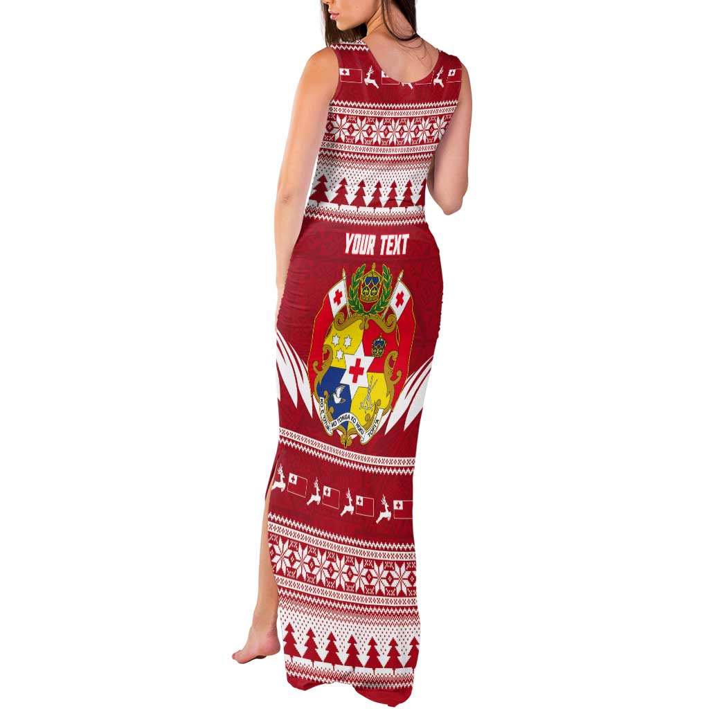 Personalised Tonga Rugby Christmas Tank Maxi Dress Mate Maa Tonga Ngatu Pattern - Polynesian Pride