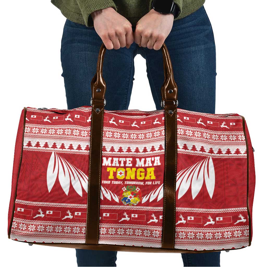 Tonga Rugby Christmas Travel Bag Mate Maa Tonga Ngatu Pattern - Polynesian Pride