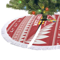 Tonga Rugby Christmas Tree Skirt Mate Maa Tonga Ngatu Pattern - Polynesian Pride