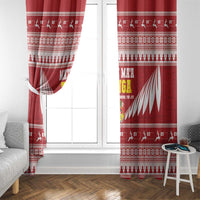Tonga Rugby Christmas Window Curtain Mate Maa Tonga Ngatu Pattern - Polynesian Pride
