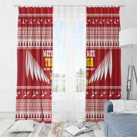 Tonga Rugby Christmas Window Curtain Mate Maa Tonga Ngatu Pattern - Polynesian Pride