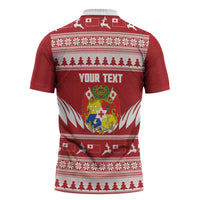 Personalised Tonga Rugby Christmas Zipper Polo Shirt Mate Maa Tonga Ngatu Pattern - Polynesian Pride