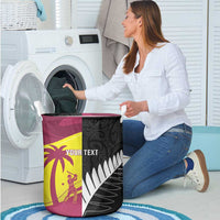New Zealand and West Indies Cricket Custom Laundry Basket Black Cap Windies Together - Polynesian Pride