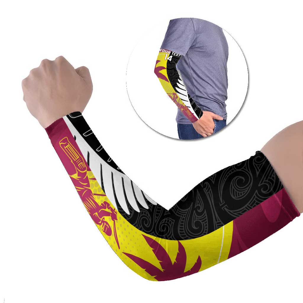 New Zealand and West Indies Cricket Custom Arm Sleeves Black Cap Windies Together LT14 Set of 2 Black - Polynesian Pride